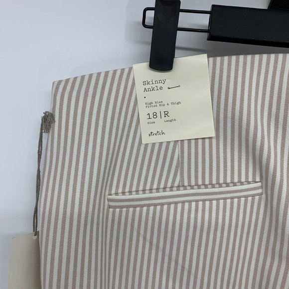 A New Day Pants High Rise Slim Fit Ankle Beige White Stripe NWT - Picture 9 of 12